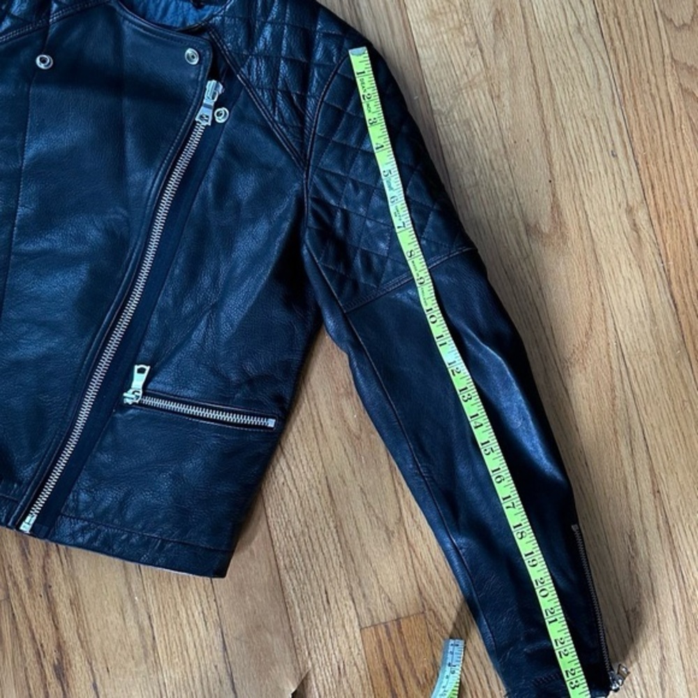 GAP genuine, leather Quilted biker bomber Jacket - Picture 11 of 15